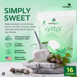 Morning Pep Pure Birch Xylitol (Keto Diet Friendly) Sweetener with no aftertaste 1 LBs (Not From Corn) NON GMO KOSHER GLUTEN FREE PRODUCT OF USA. 16 Onces