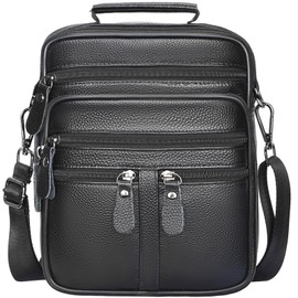 Leathario Men's Crossbody Shoulder Bag, Genuine Leather Messenger Bag, Multi-Pocket, Adjustable Strap, Small and Large Sizes