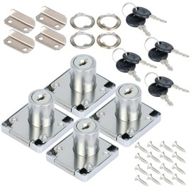 Fippy 4 Sets 22 mm Furniture Lock Cabinet Lock with Key Drawers Lock Screw-On Lock Post Box Cylinder Lock with Key for Furniture Cabinets Desk