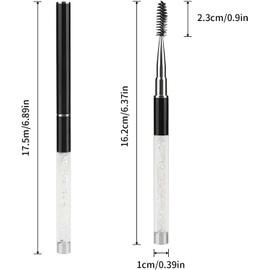 G2PLUS Juego De 3 Cepillos Para Pestañas, Aplicadores De Rímel Negros, Cepillos Para Pestañas Con Tubo, Cepillo Para Cejas Portátil Y Flexible Para Extensiones De Pestañas Y Peine Para Cejas (Negro)