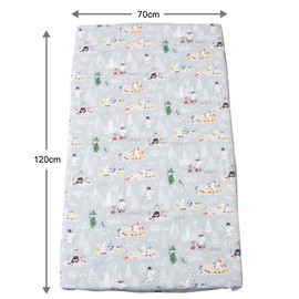 Moomin Double Gauze Fitted Sheet Baby Made in Japan Double Gauze Misty Gray (27.6 x 47.2 inches (70 x 120 cm)