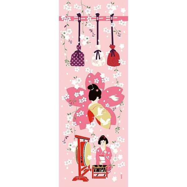 Hamamonyo Tenugui Tenugui Kanazawa Geiko and Cherry Blossoms Toilet Pink