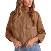 Tankaneo Women Casual Cropped Jackets Zip Up Lightweight Military Safari