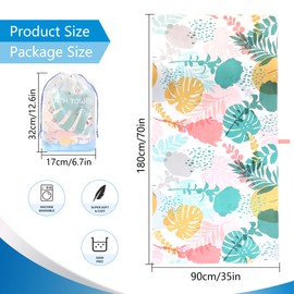 LEcylankEr XXL Beach Towel 180 x 90 cm Microfibre Beach Towel for Men Women Anti-Sand Quick Drying Beach Towel Large for Beach / Poolside / Beach Chair (Flower and Leaf)