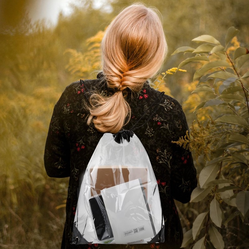 Rumyve Drawstring Fitness Bag,PVC Clear Drawstring Bag,Waterproof Sports Backpack String