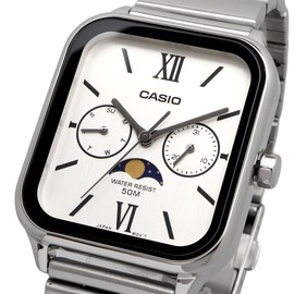 Casio MTP-M3 Series Standard Moon Phase Analog Men's Watch, Metal band, silver (Type-7A2) MTP-M305D-7A2V, Bracelet Type