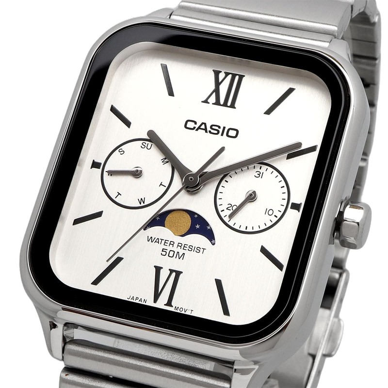 Casio MTP-M3 Series Standard Moon Phase Analog Men's Watch, Metal