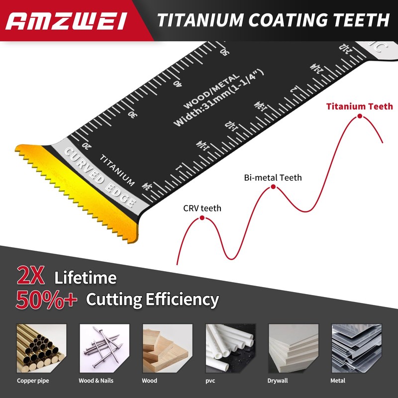 AMZWEI 20 Pcs Extra Long Titanium Oscillating Tool Blades &