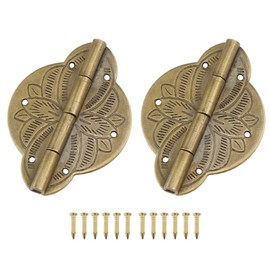 fengxiaomin 2PCS Antique Brass Small Hinges 1.65"x1.22" Brass Cabinet Hinges with Mounting Screws for Wooden Jewelry Box Case Bronze