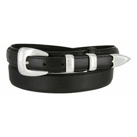 S5354 Silver Mirror Buckle Set Western Oil Tanned Genuine Leather Western Ranger Belt (Black, 36)