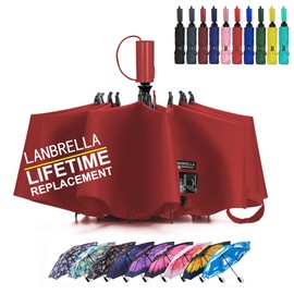 LANBRELLA Umbrella Compact Inverted Folding Umbrellas Auto Open Auto Close - C2.6 Red