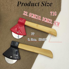 Axe Pizza Cutter with Bamboo Handle and Sharp Rotating Blade for Pizza, Bread, Cakes, Etc