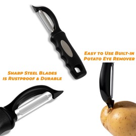 Swivel Vegetable Peeler – Ultra Sharp Stainless Steel Blade with Soft Grip Handle – Ideal for Left or Right Handed Use – Perfect for Peeling Fruits, Potatoes, Carrots, Apples – Black