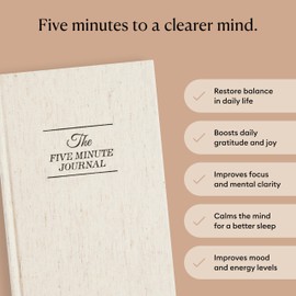 Spardar Gratitude Journal with Metal Pen, Five Minutes Journal a Day for More Happiness, Positivity, Mindfulness & Self Care, A Simple Effective Daily Mindfulness Journal, for Women & Men (White)