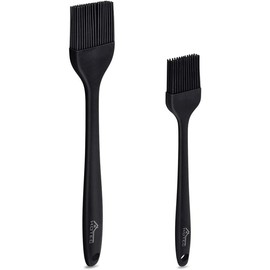 HOTEC Basting Brushes Silicone Heat Resistant Pastry Brushes Spread Oil Butter Sauce Marinades for BBQ Grill Barbecue Baking Kitchen Cooking BPA Free Dishwasher Safe (Black 2) - Color: Grey 2