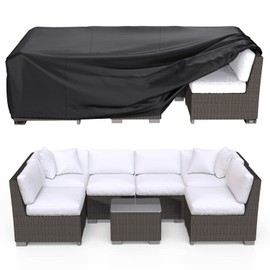 BROSYDA Patio Furniture Covers, Heavy Duty Outdoor Furniture Cover Waterproof, Sectional Sofa Set Covers Table and Chair Set Cover 108" L × 82" W × 28" H
