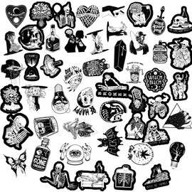 100 Pieces Gothic Stickers Black White Stickers Gothic Stickers Waterproof Vinyl Skull Gothic Stickers Cool Graffiti Stickers for Laptop Luggage Notebook Skateboard Motorcycle
