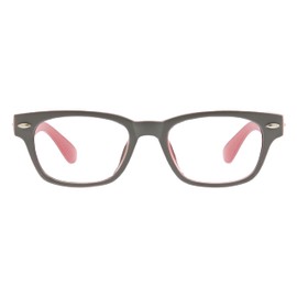 Peepers by PeeperSpecs Bellissima Square Blue Light Blocking Reading Glasses, Gray/Red, 49 + 0