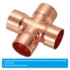 PATIKIL 7/8"(22.3mm) Copper Cross Pipe Fitting, 4 Way Welding Copper