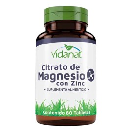 Citrato De Magnesio Con Zinc Vidanat 60 Tabs                                                                                                          