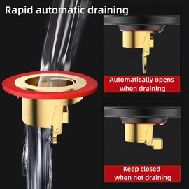 COLDDD Downspout Universal Brass Floor Drain core, Shower Floor Drain backflow Preventer, Suitable for 1.4''-2.0'' Caliber (1, Brass)