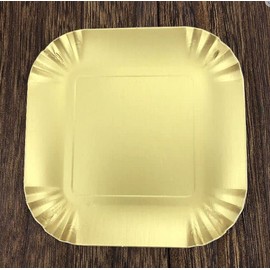 30pcs Gold Paper Plate 3 3/4" (10cm) for Cupcakes, Muffins, Birthday Cakes and Other Mini Deserts (Gold, Rounded Square)