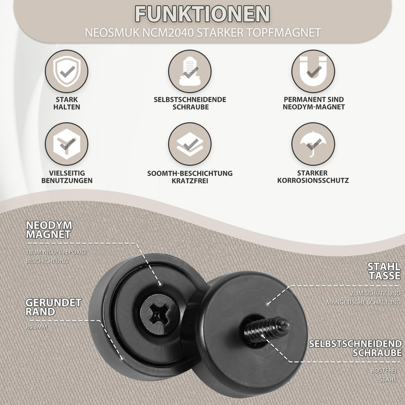 Neosmuk 20mm Diameter Magnets Ideal for Wooden Wall, Whiteboard, Door,