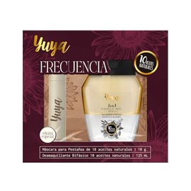 YUYA Frecuencia Set Pestañas Largas y Definidas - Máscara a Prueba de Agua 10 Aceites Naturales (10g) + Desmaquillante Bifásico 3 en 1 (250 ml) - Hidratación, Nutrición, Remueve Maquillaje - Ideal para Ojos Sensibles