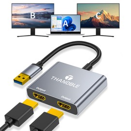 THANDBLE USB to Dual HDMI Adapter 1080P 60Hz, USB A 3.0 to HDMI Adapter for Laptop, PC, Desktop, Compatible with Mac OS, Windows 7/8/10/11 - Requires Driver Installation
