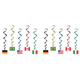 Beistle S57598AZ2 International Flag Whirls 10 Piece, Multicolored