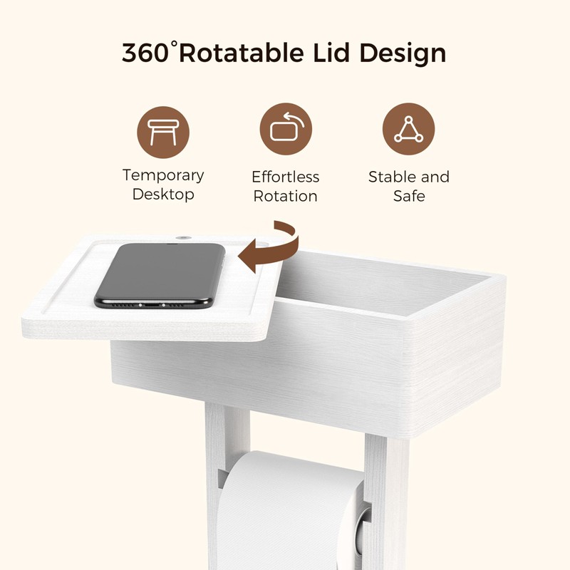 Wealone 4-in-1 White Toilet Paper Holder Stand with Storage Shelf
