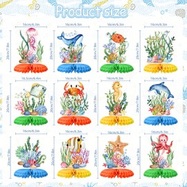 12Pcs Ocean Sea Animal Honeycomb Centerpieces,Tropical Fish Under The Sea Birthday Party Decor Table Centerpieces for Boys Girls Kids Baby Shower Ocean Themed Beach Photo Props Party Decor Supplies
