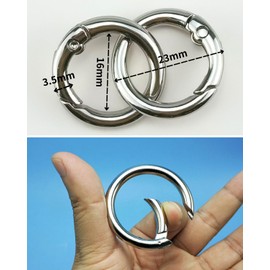 Pack of 50 Round Carabiner Keyrings, 23.5 mm Key Ring, Spring O Rings, Split Ring, Press Stud Clip for Key Ring, Bag, Purse, Accessories Snap Hook (50, Silver)
