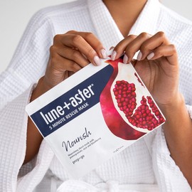 Lune+Aster 5 Minute Rescue Mask - Nourish | Antixoidant Sheet Mask with Pomegranate, Acai, and Blackberry. For premature aging and free radical damage.