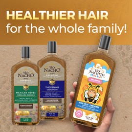 Tio Nacho Family Hair Care Bundle: Royal Baby Hair and Body Shampoo, Mexican Herbs Shampoo, Anti Hair Loss Thickening Volume Filler Shampoo with Royal Jelly & Rosemary, 14 oz each
