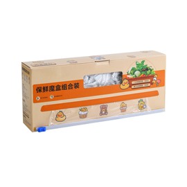 EXQSERAMC Plastic Wrap with Slide Cutter for Food, 100meters Cling Film with Magnetic Back, Includes 100 Reusable Plastic Bowl Covers, Microwave and Refrigerator Safe, BPA Free (1 Pack)