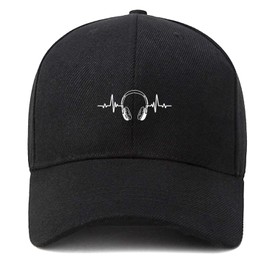 DUODUO Unisex Baseball Cap,Adjustable Cap Flat Brim Summer Fashion Hat Cap for Women Men, Heartbeat Headphones, One Size