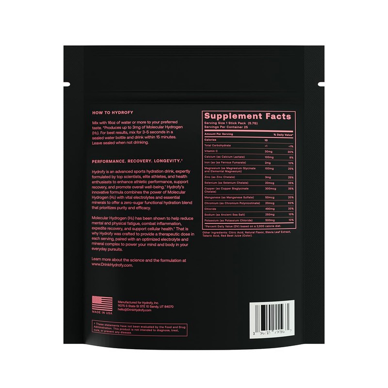 Hydrofy Hydrogen Water + Electrolytes Drink Mix | H2 Hydration