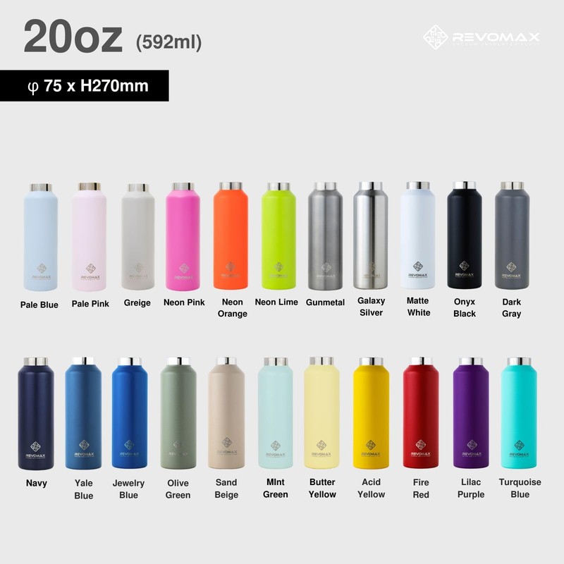 【REVOMAX Official】Cap Sold Separately 20oz 592ml Carbonate Compatible Stainless Steel