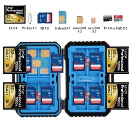 KING OF FLASH 26 Slot SD Card Holder Memory Card Case - Storage for 4 CF + 8 SD + 9 Micro SD + 1 Standard SIM + 2 Micro SIM + 2 Nano SIM + 1 Sim Removal Tool