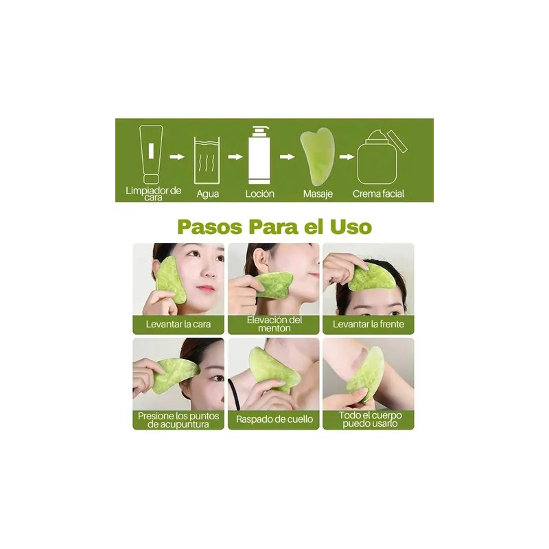 Kit Rodillo Y Piedra Gua Sha Masajeadora Anti-arrugas