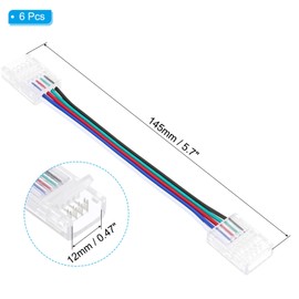 PATIKIL 5Pin RGB LED Strip Connectors, 6Pcs LED Light Connectors 12mm Wide Gapless Solderless Extension Double-Ended Butt Line Transparent Quick Connector Adapter