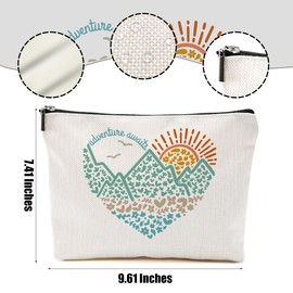 DHKG Hiking Gifts Camping Gifts Mountain Adventure Makeup Bag Cosmetic Bag Zipper Pouch Christmas Thanksgiving Birthday Travel Gifts for Travelers Women Bestie Friend Nature Lover Sister Mom