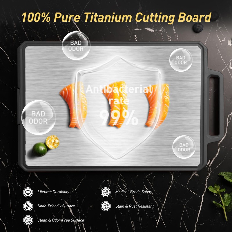Titanium Cutting Boards for Kitchen Chopping Board with Handle Large