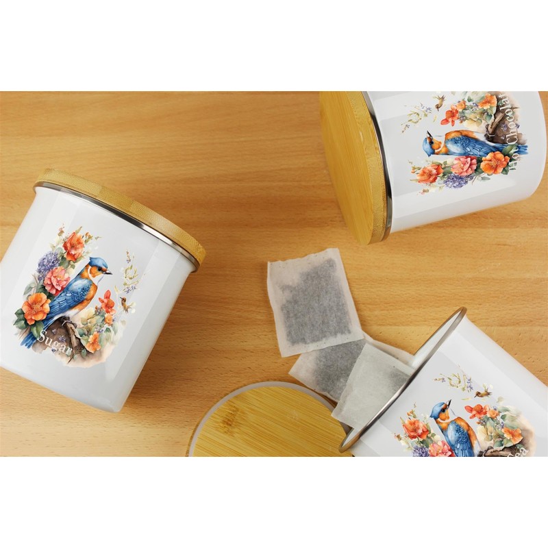 Purely Home Nuthatch Bird Kitchen Herbal Tea Storage Canister -