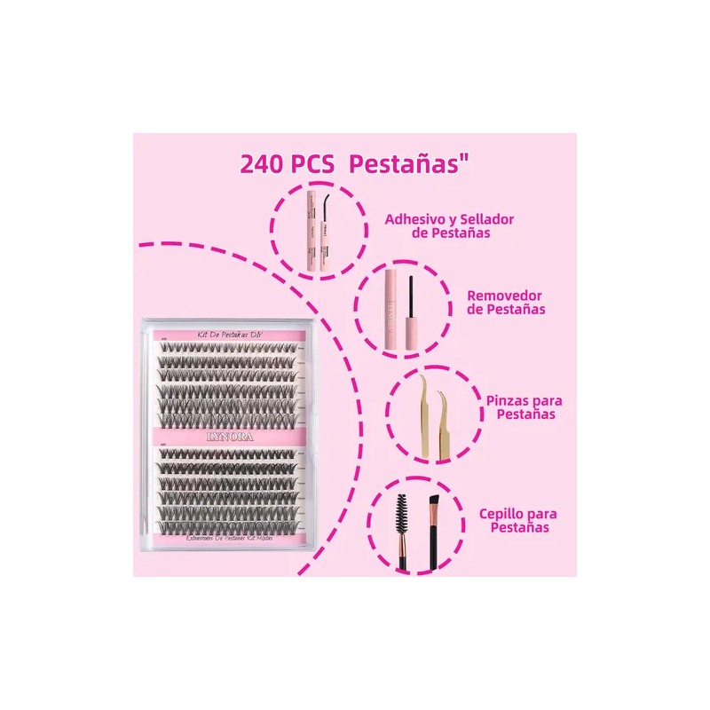 Diy Extensiones Pestañas , Kit De Racimos De Pestañas Mixto