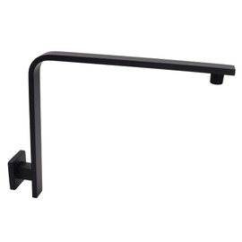 Aquaiaw High Rise Shower Arm and Flange, 10.5 inch, Solid Brass, Square, Matte Black, Gooseneck Raised Shower Head Arm W/Escutcheon, Both Soldered 1/2 NPT Tapered Threads, Wall Mount Shower Extension