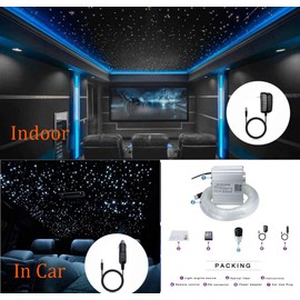 AZIMOM Bluetooth Control 10W Twinkle Fiber Optic Star Lights Ceiling Light Kits with 450pcs*0.03in*9.8ft Strands Sound Activated RGBW APP/ Remote Light Engine for Indoor Car Home Interior Decoration