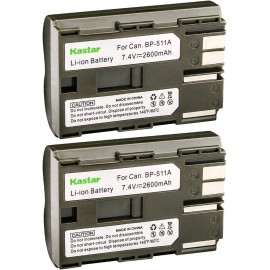 Canon Kastar Battery (2-Pack) for Canon BP-511, BP-511A work with Canon EOS 5D, 10D.
