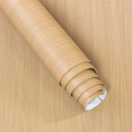 16"x354" Light Wood Contact Paper Bubble Free Self Adhesive Wallpaper Peel and Stick Upgrade Thick Decorative Wall Covering Roll Rustic Matte 3d Oak Wood Textured Vinyl Film Stickers for Furniture DIY